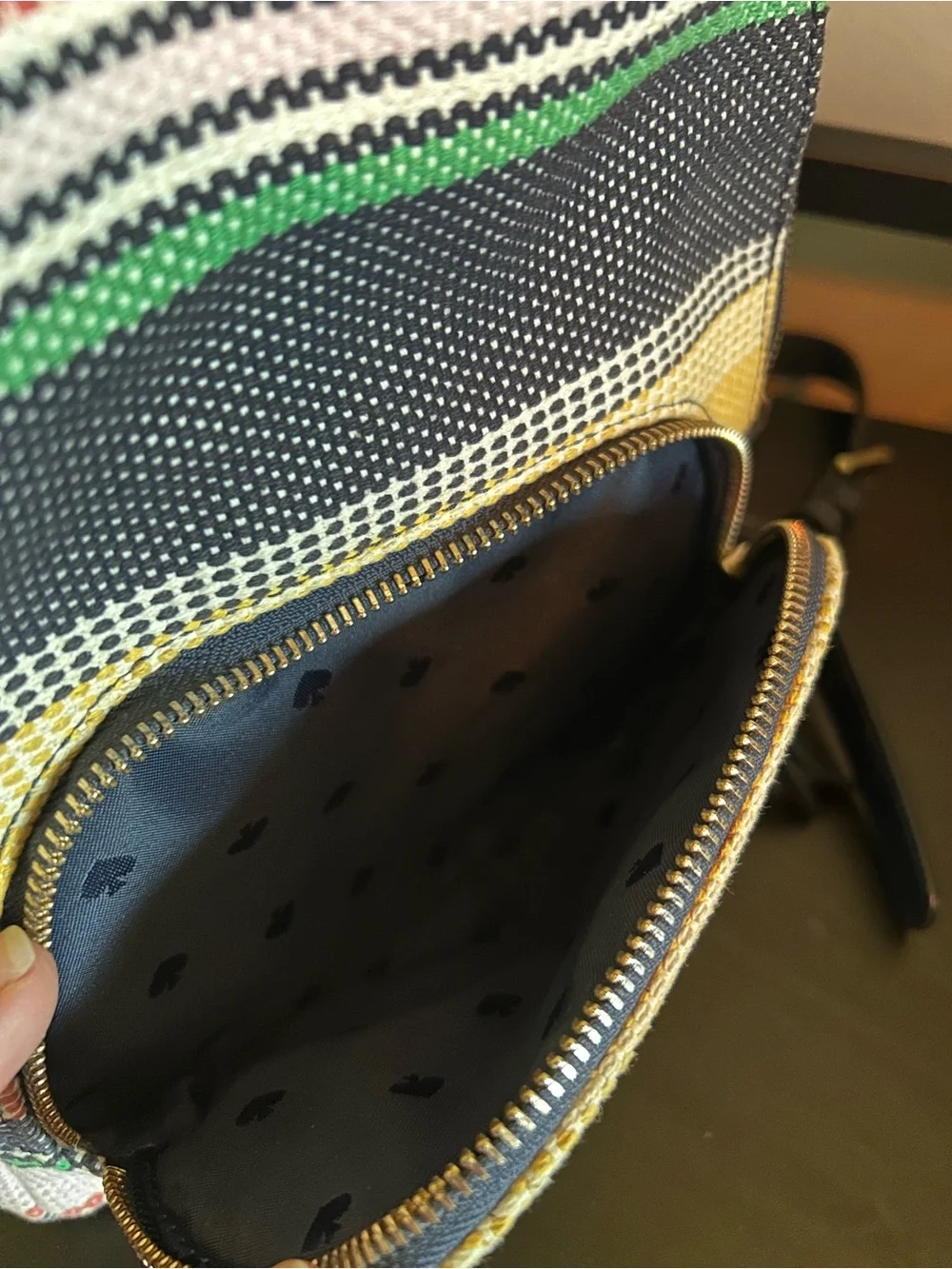 kate spade Striped Mini Backpack in Yellow, Pink, Green, Navy